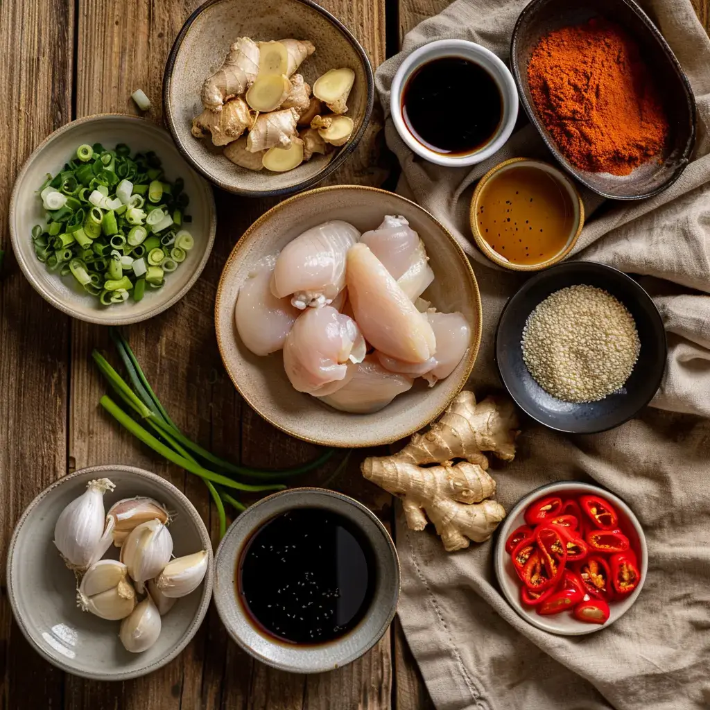Ingredients for Asian crispy garlic chicken