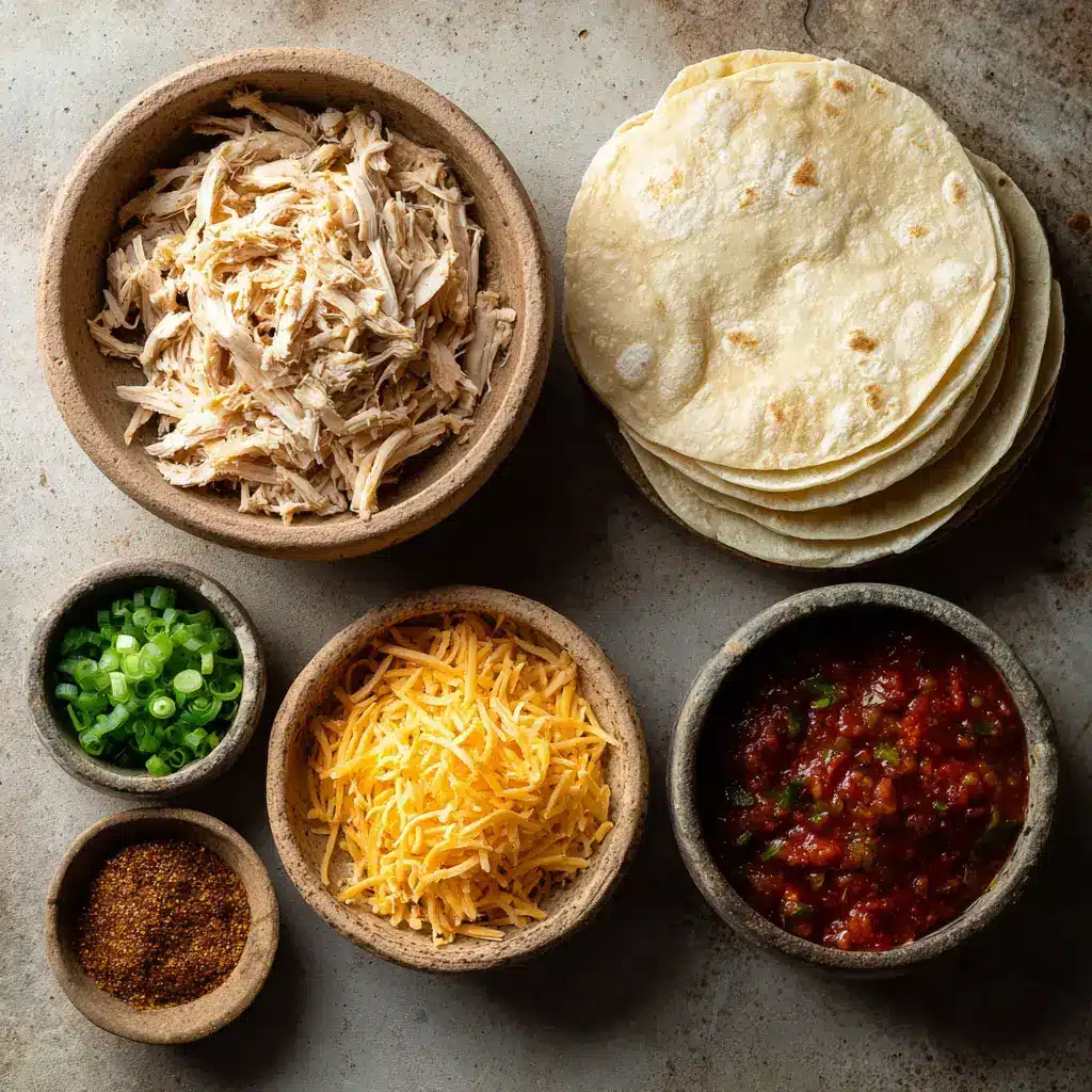Ingredients for baked chicken chimichangas