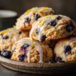 Blueberry biscuits with lemon glaze