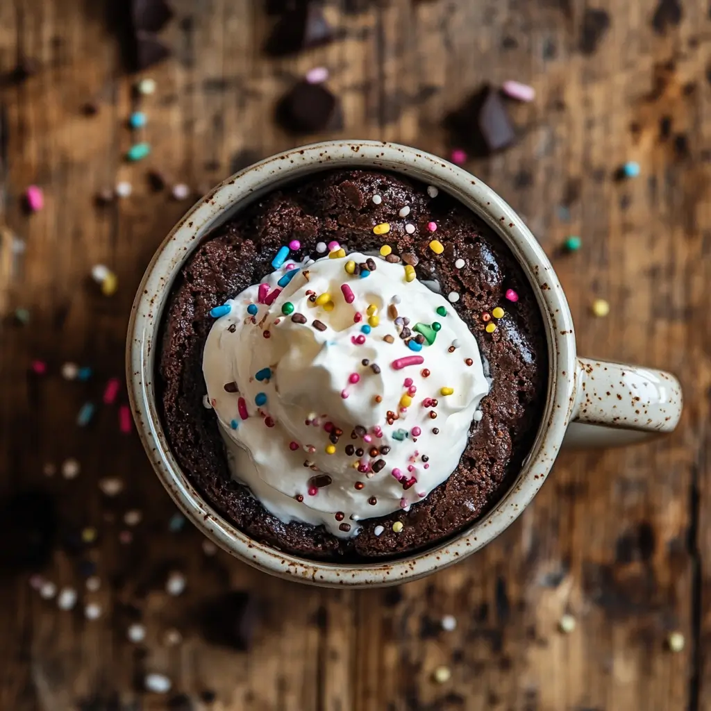 brownie in a mug microwave swiss miss with whipped cream