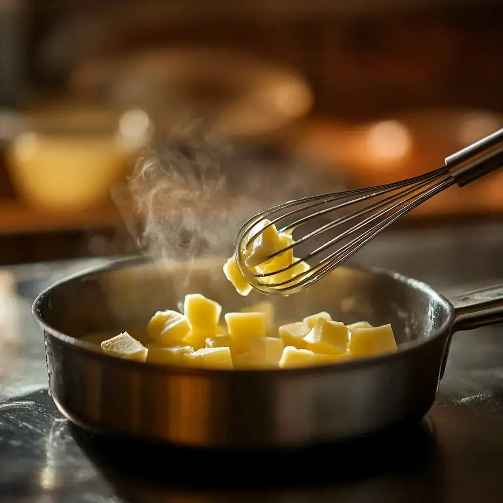 Whisking Cajun butter sauce in pan