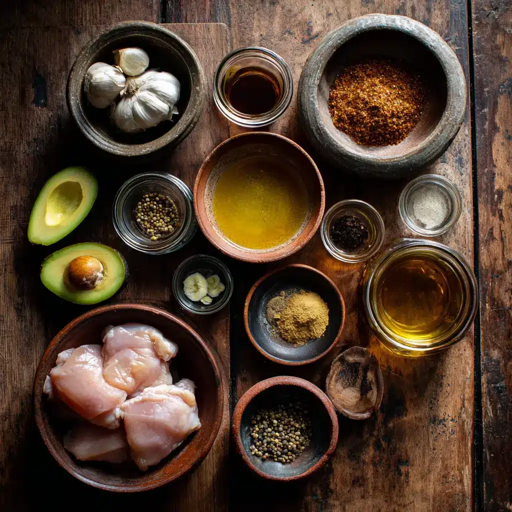 Chipotle Honey Chicken ingredients flat lay