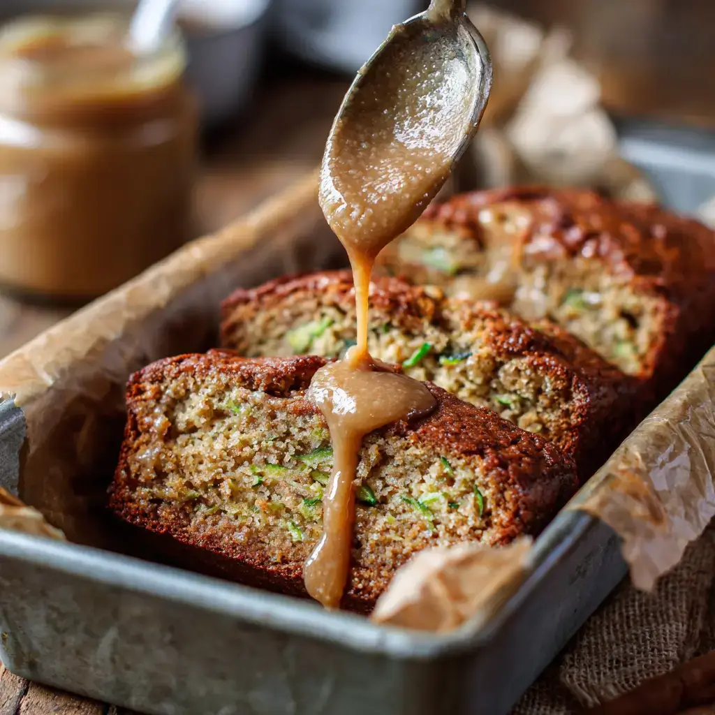 Swirling Cinnamon Filling into Zucchini Bread Batter