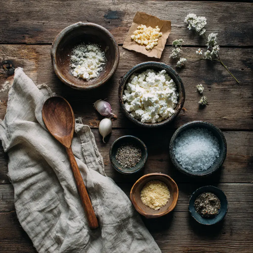 cottage cheese chips recipe ingredients flatlay