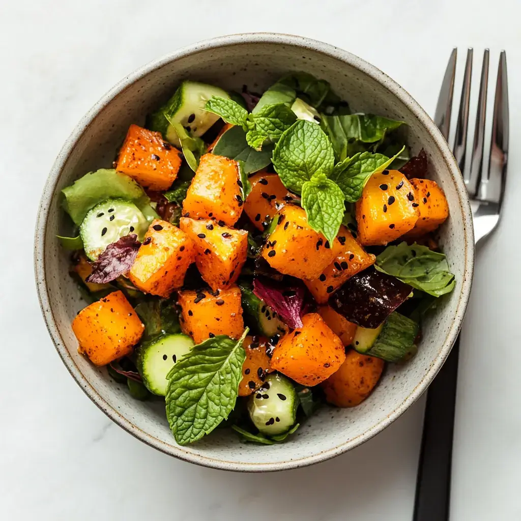 serving cucumber and pineapple salad in small bowl