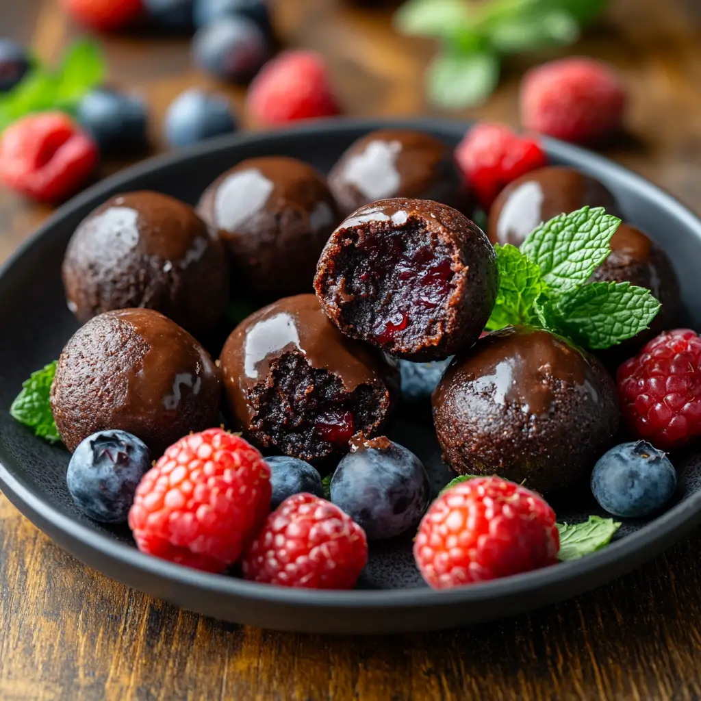recipe card image for date brownie balls