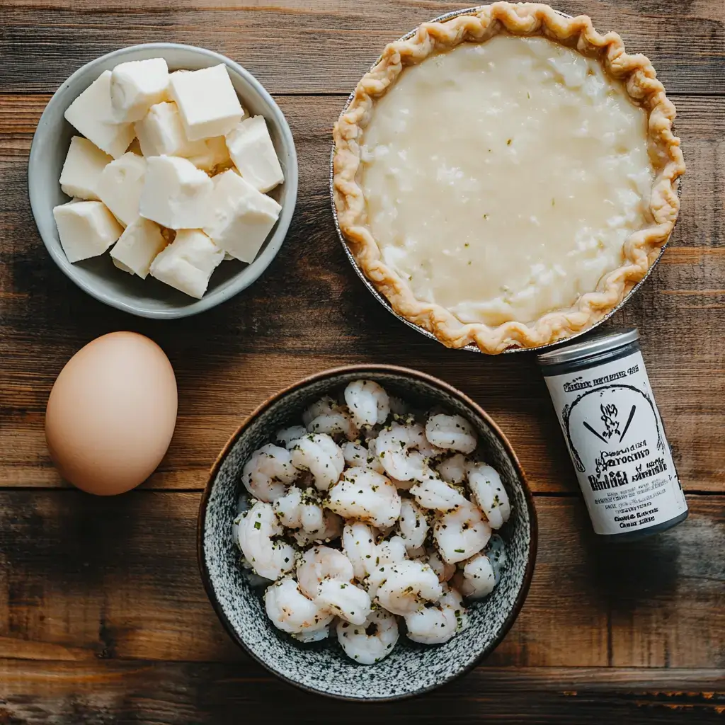 Ingredients laid out for making Florida shrimp pie recipe