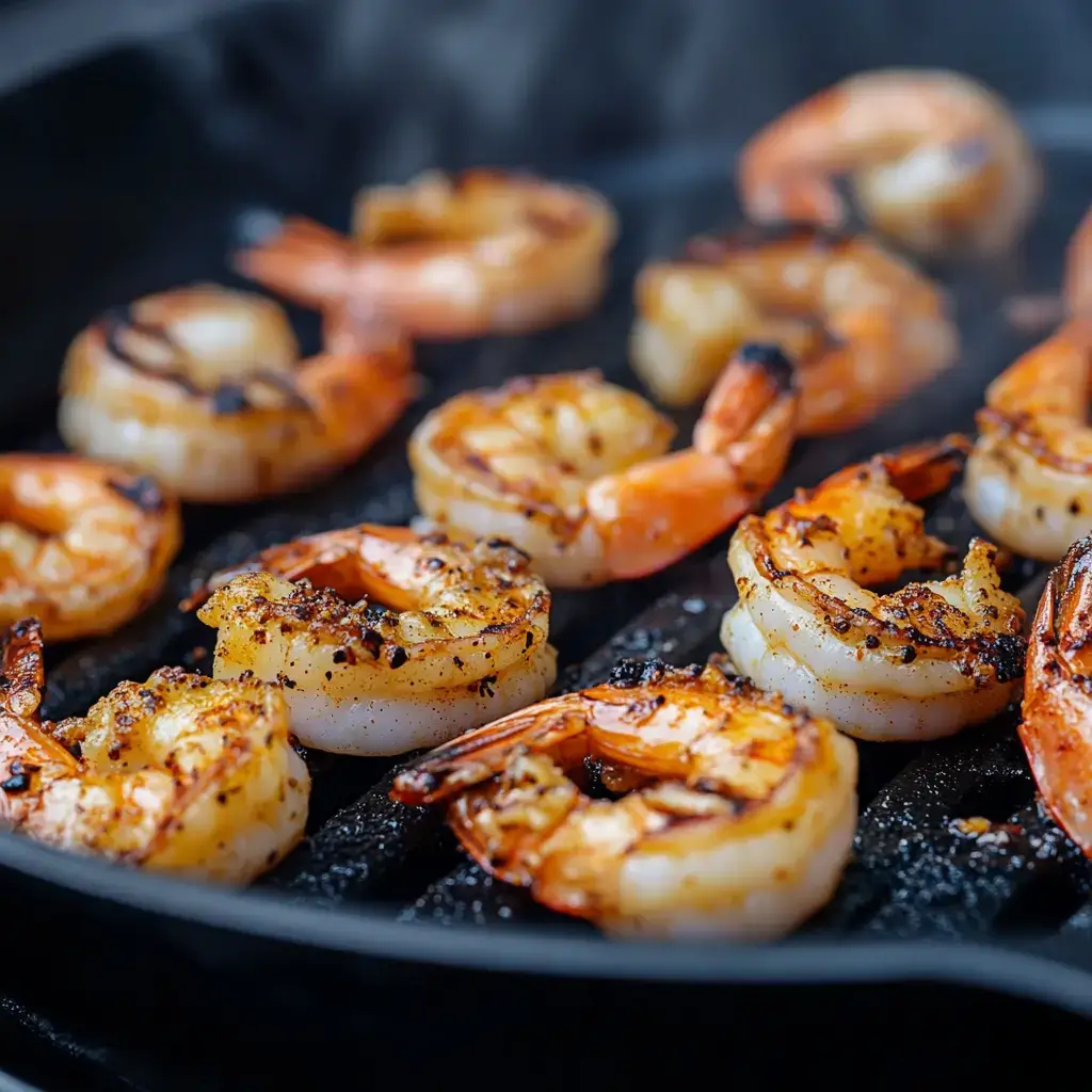 Grilling shrimp for avocado corn salsa bowl