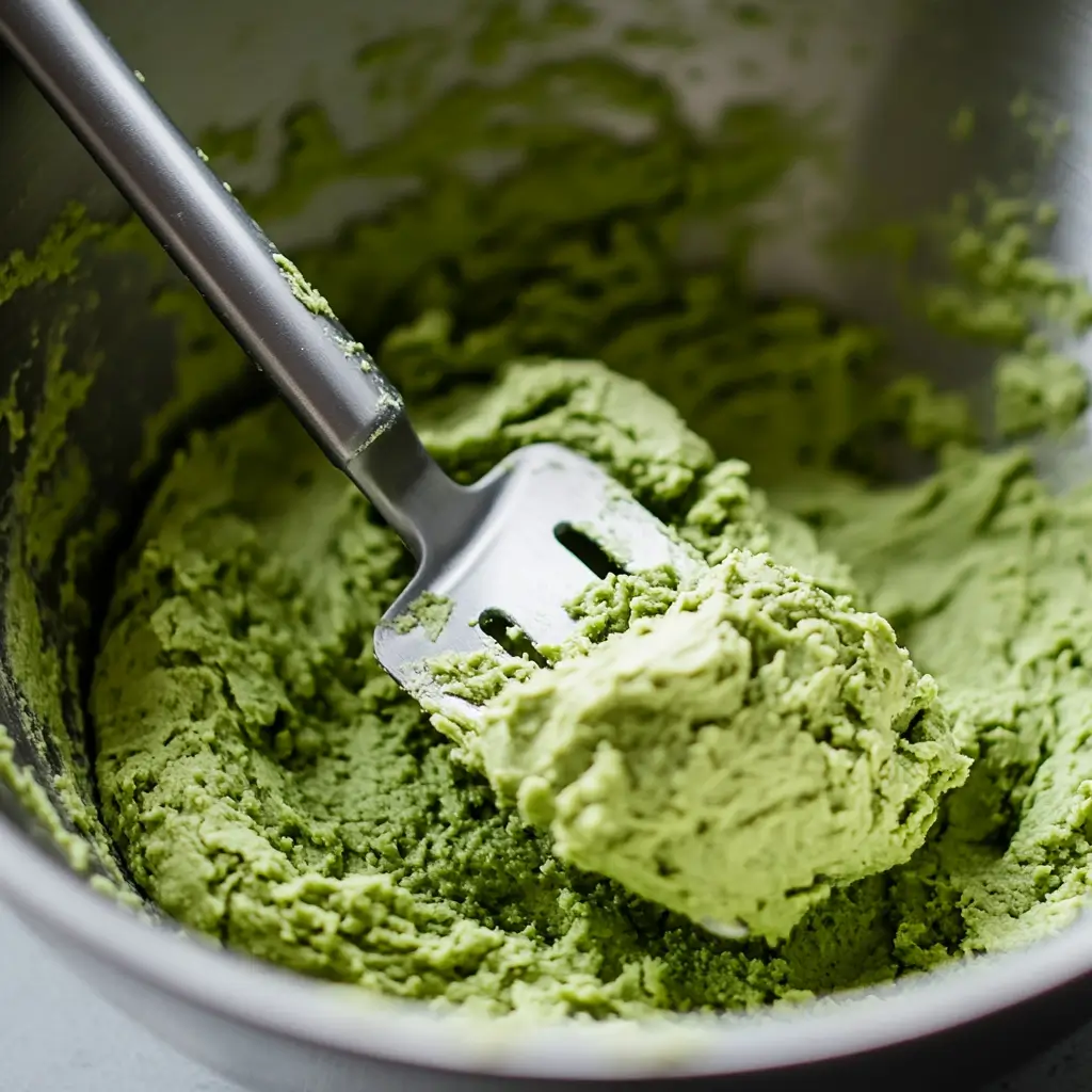 green mint cookie dough in bowl