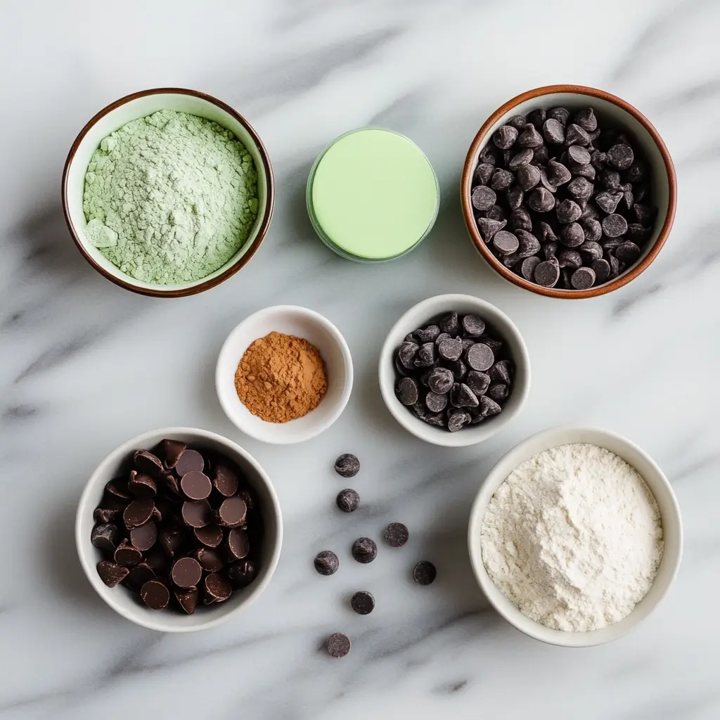 ingredients for mint chocolate pudding cookies