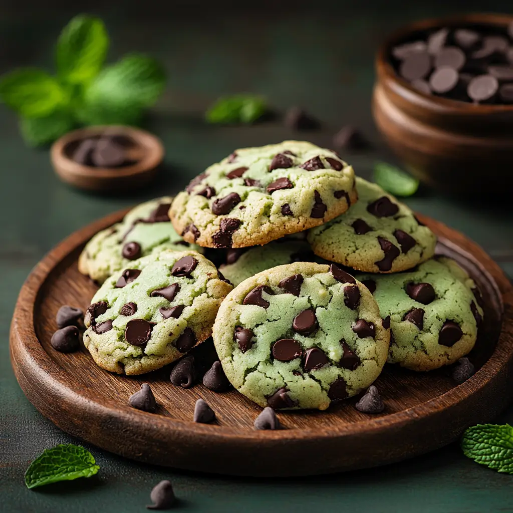 mint cookies served with milk