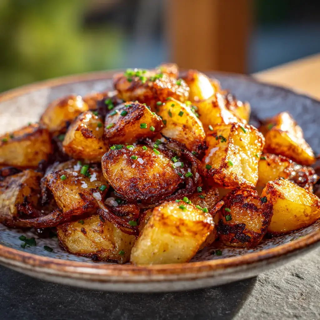 Crispy Oven Fried Potatoes & Onions