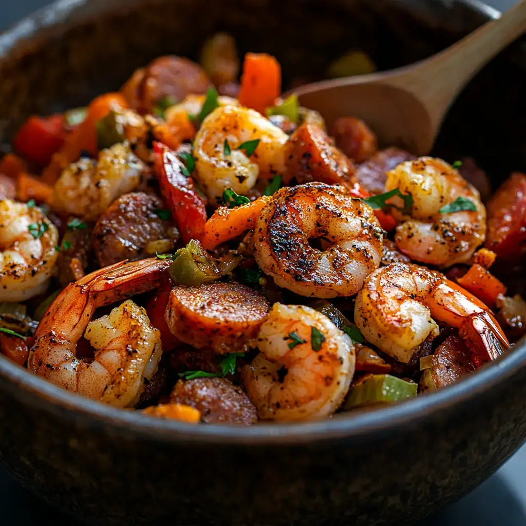 Ingredients placed onto foil sheets for shrimp and sausage foil packet dinner.