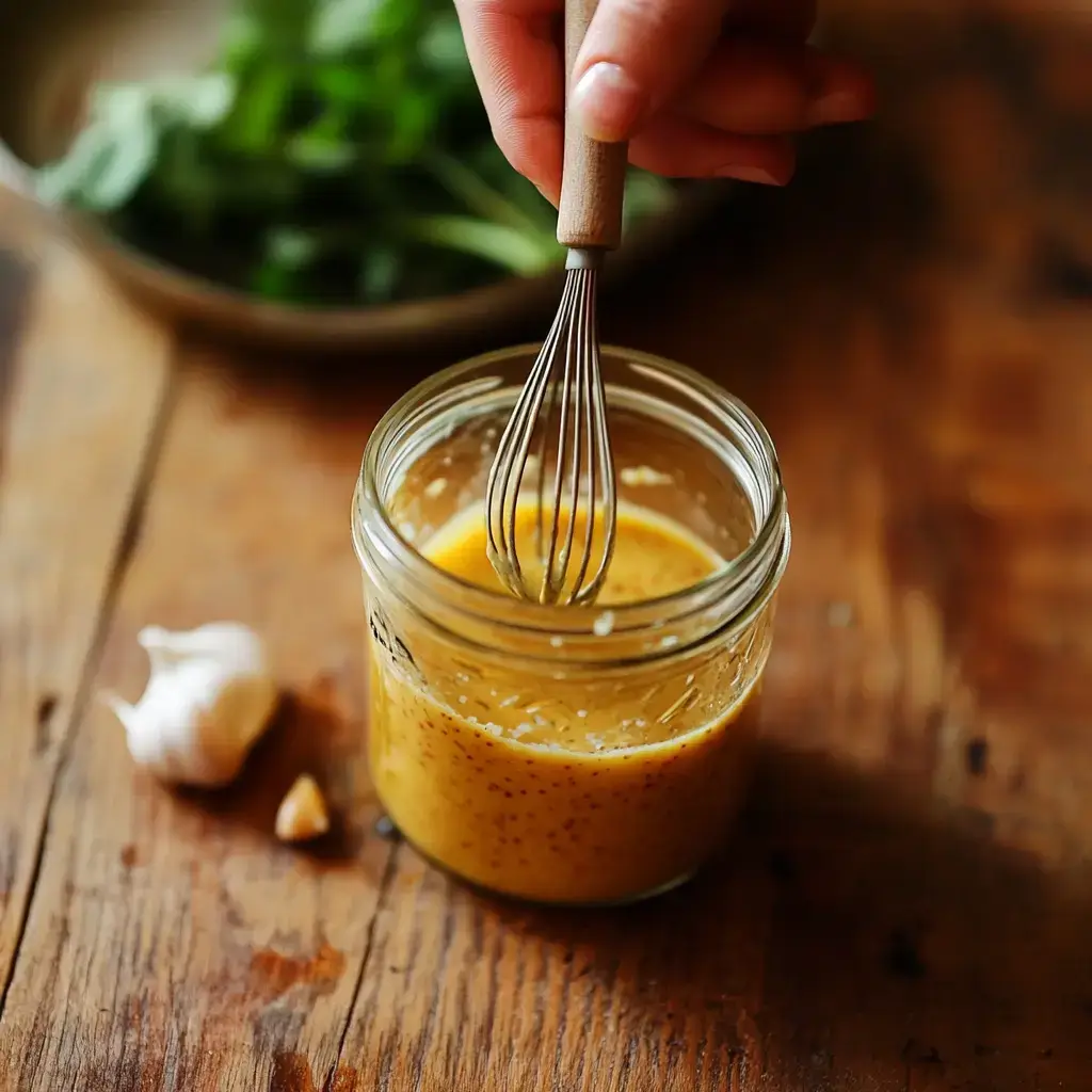 Whisking honey mustard dressing from scratch