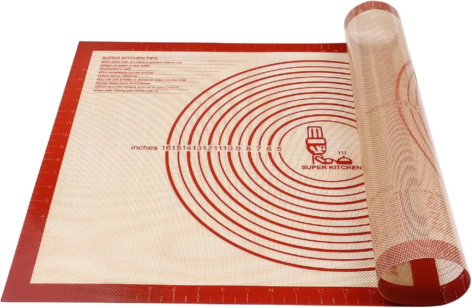 Non-slip silicone pastry mat extra large with measurements for baking and dough prep