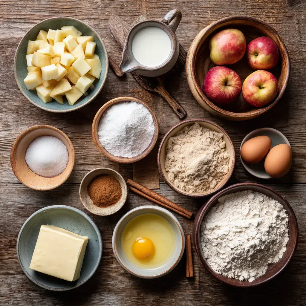 Apple Fritter Bread Ingredients Displayed