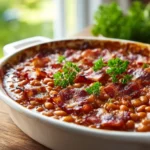 Baked beans dishes recipe with bacon and brown sugar