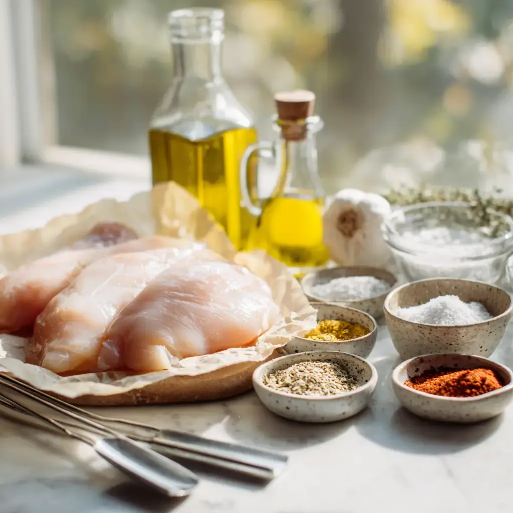 baked chicken recipe ingredients layout