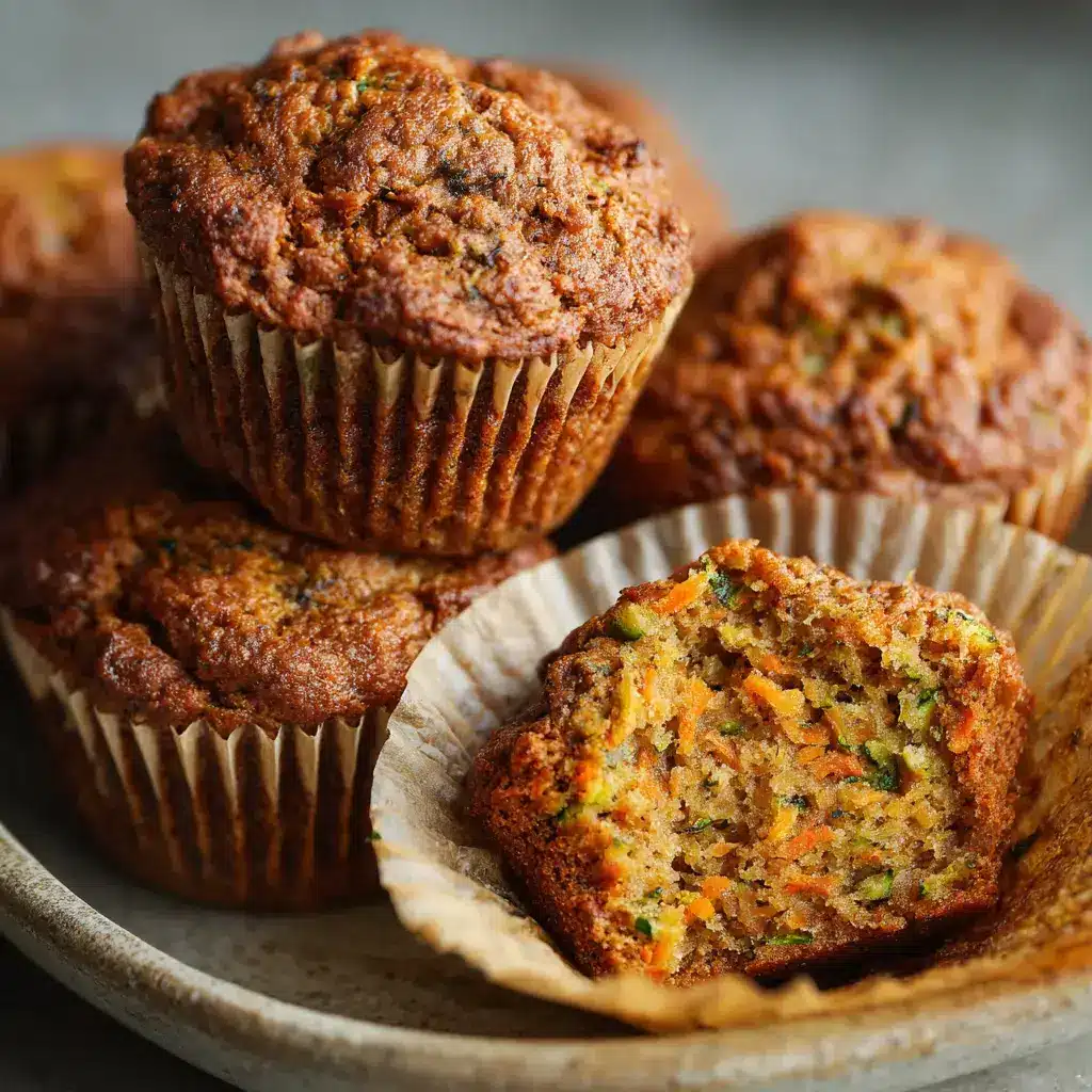 Carrot Cake Zucchini Muffins freshly baked and sliced