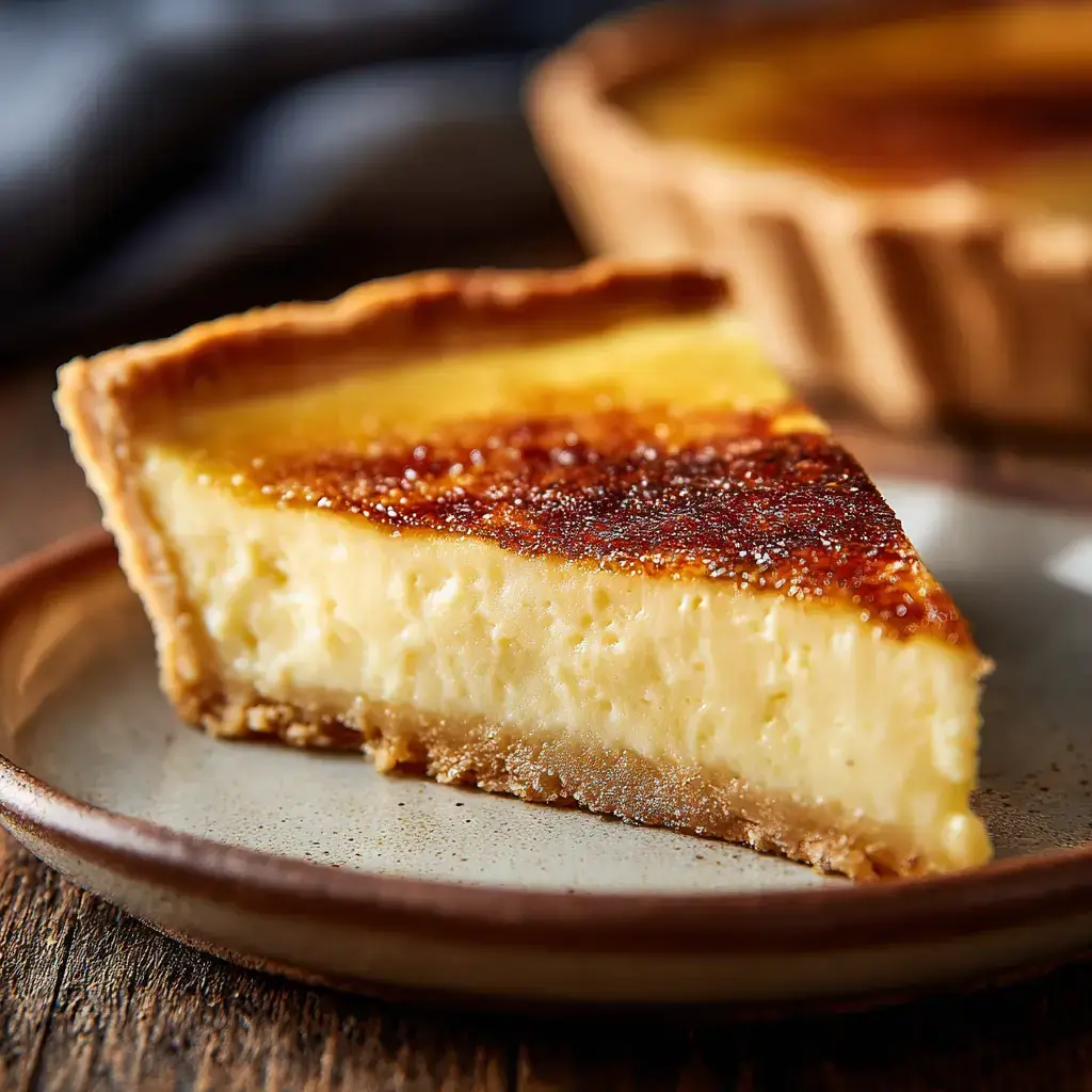 Egg custard pie recipe with golden top and creamy center