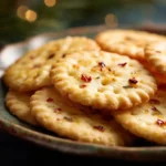 Holiday Ritz Crackers on plate with red pepper flakes
