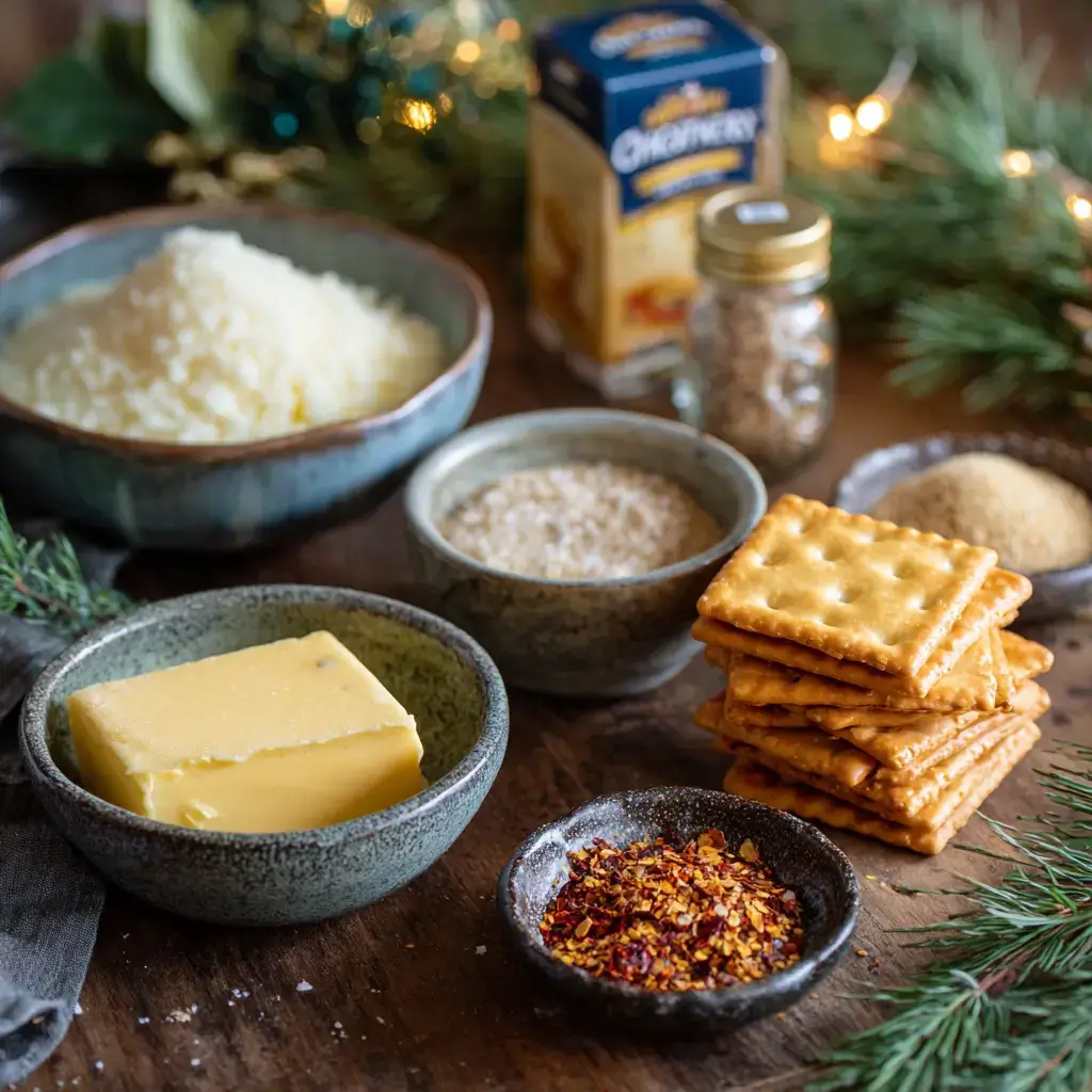 Holiday Ritz Crackers ingredients flat lay