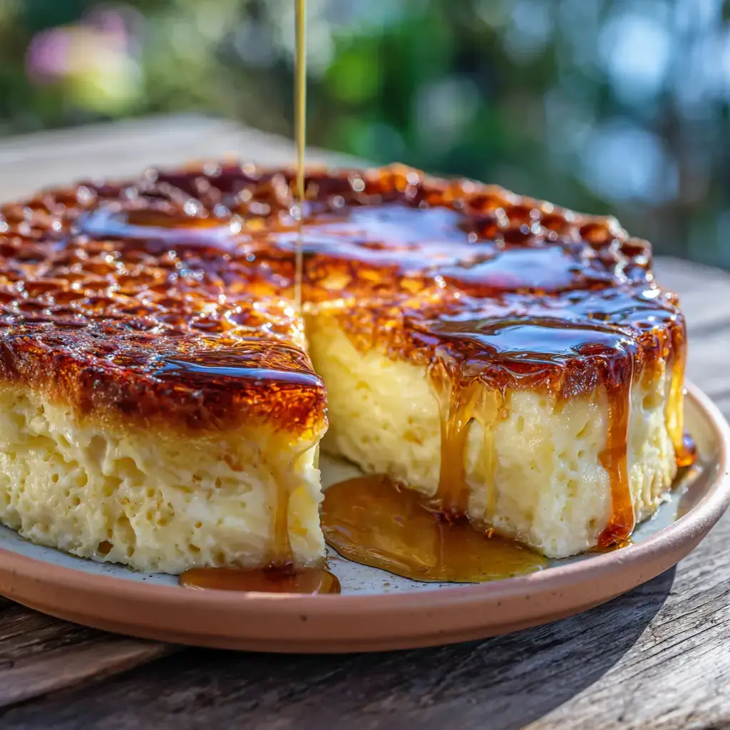 Honeycomb pie recipe with elderflower custard and golden drizzle