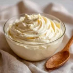 Creamy no bake cheesecake filling in bowl