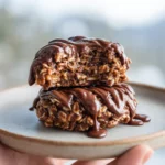 No bake cookies without peanut butter on plate, close-up