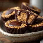 No bake peanut butter oat cups with chocolate and oats