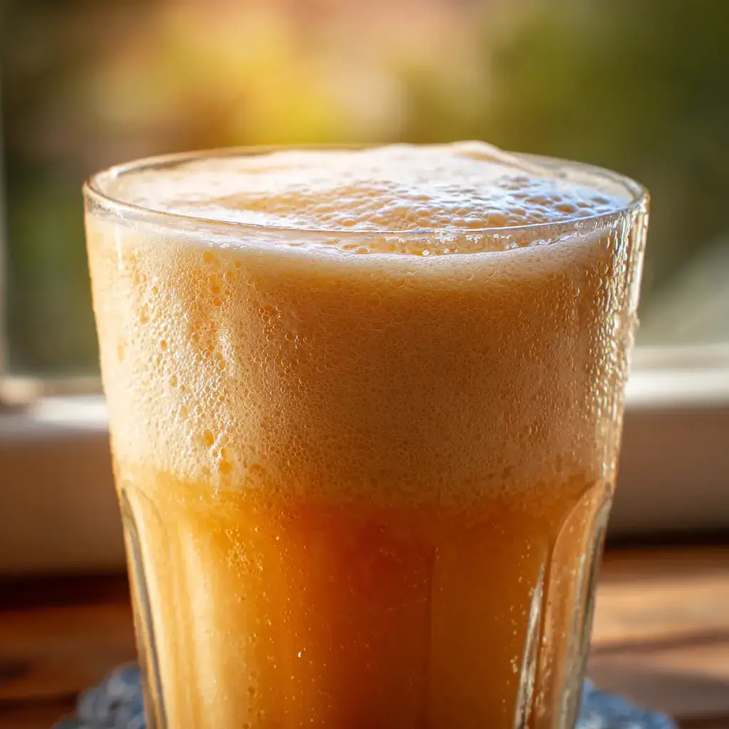 frothy orange julius recipe in glass with creamy texture