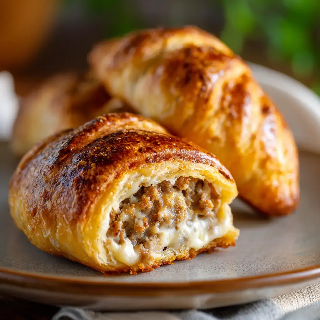 Flaky Sausage Cream Cheese Crescents Close-Up