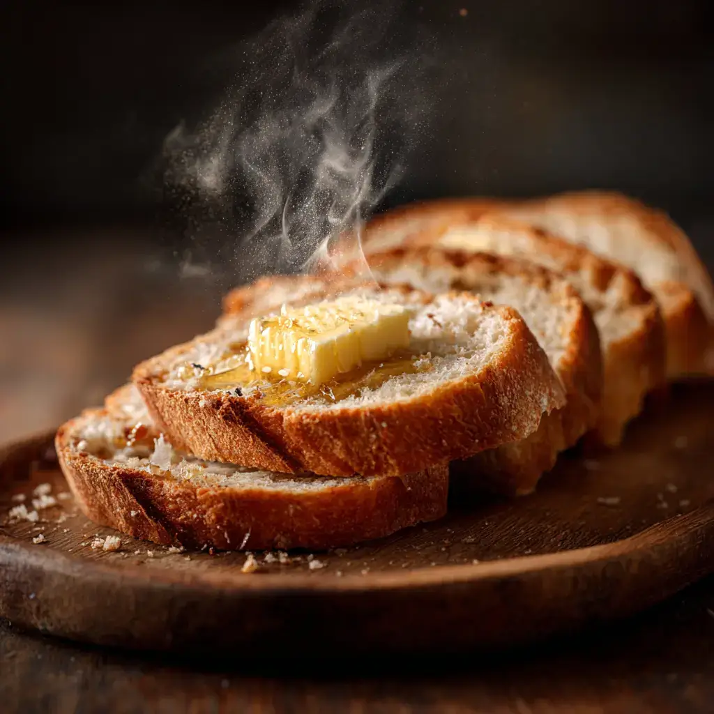 sliced bread served with butter and honey