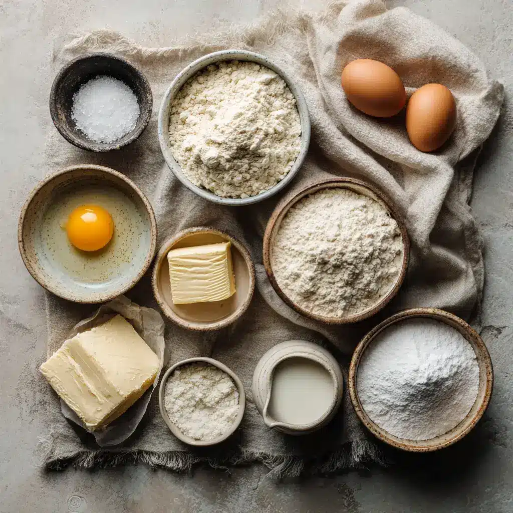 ingredients for stovetop bread in ceramic bowls