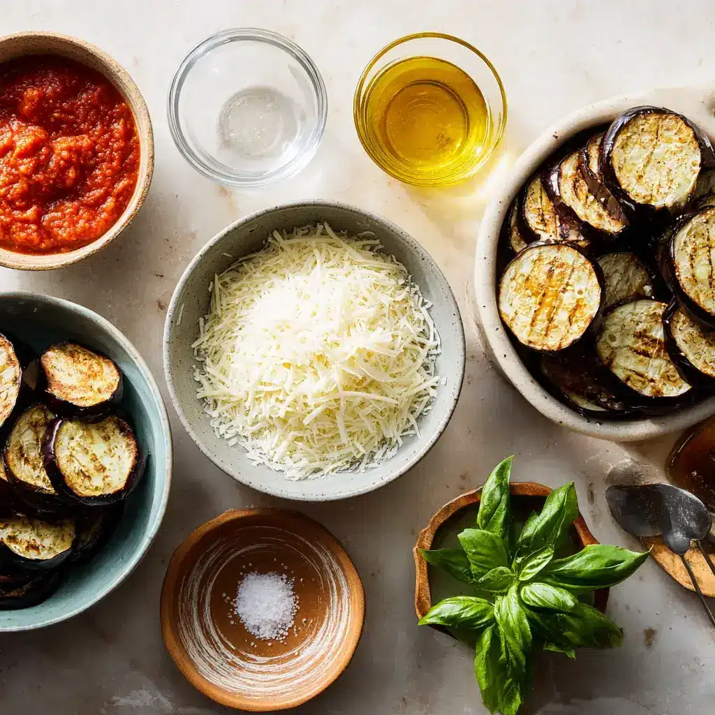 Ingredients for baked eggplant parmesan without breading
