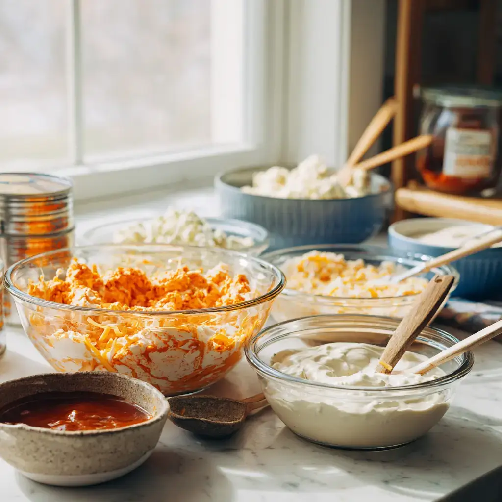 Ingredients for buffalo chicken dip recipe crock pot