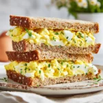 Egg salad sandwich recipe with herbs and rustic bread