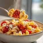 Tomato feta pasta recipe with creamy baked feta and roasted tomatoes