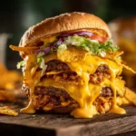 Doritos BBQ Ranch Smash Burger ingredients flat-lay