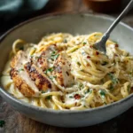 Garlic Parmesan Chicken Spaghetti in Spicy Cajun Cream Sauce