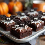 Halloween Bat Brownies with cookie wings and candy eyes