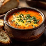 Medieval times tomato bisque soup recipe in rustic bowl