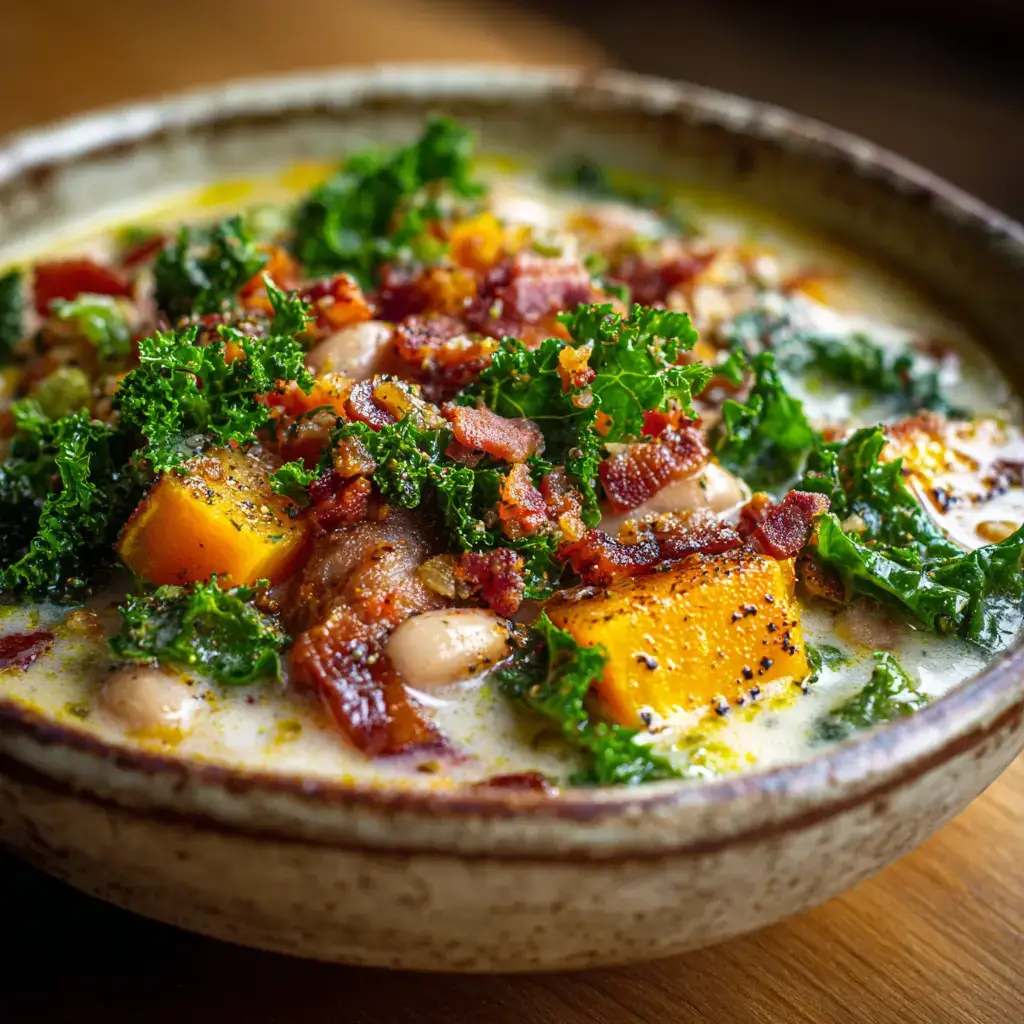 million dollar soup recipe with bacon, beans, and kale