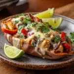 protein loaded fajita sweet potato close-up