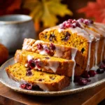 Pumpkin cranberry bread with canned cranberries sliced loaf
