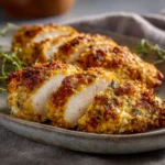 tender baked chicken with creamy parmesan coating