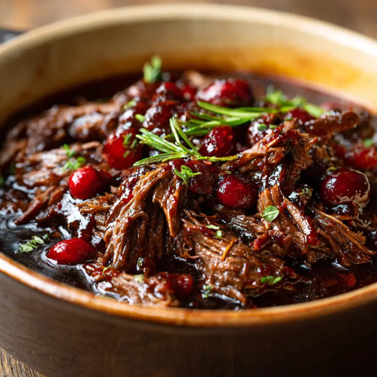 Fall-Apart Balsamic Beef with Cranberry Glaze