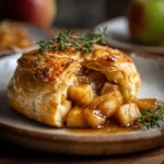 Golden Baked Brie with Caramelized Apples and Thyme