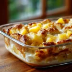 Pineapple Cream Cheese Cobbler baked golden with creamy pineapple filling
