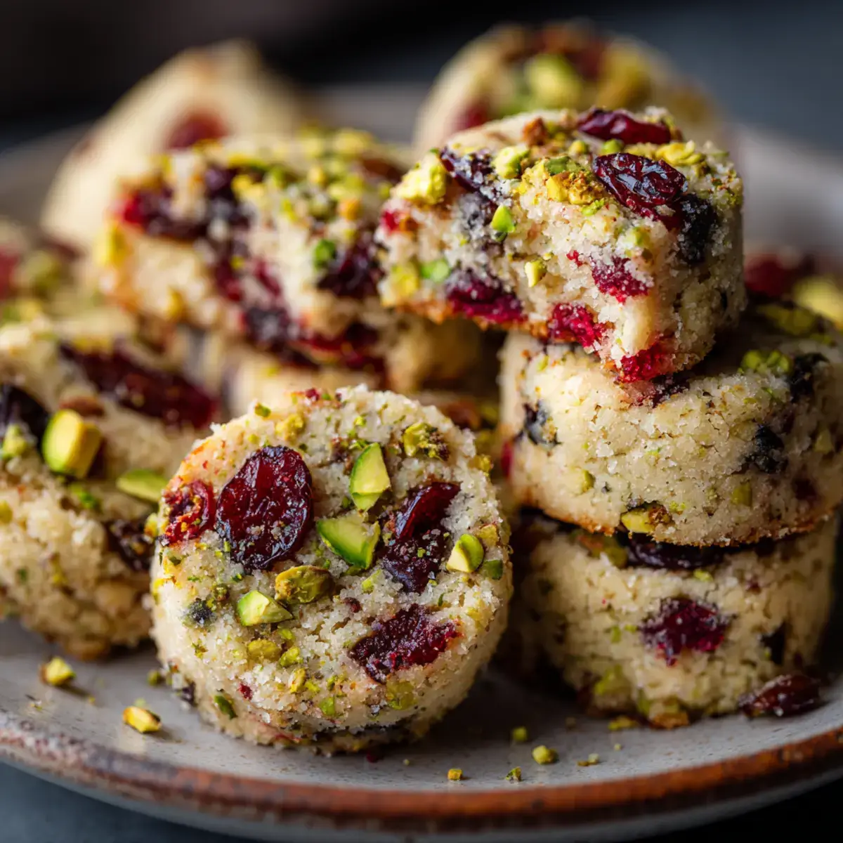 Cranberry Pistachio Shortbread Cookies buttery crumb texture